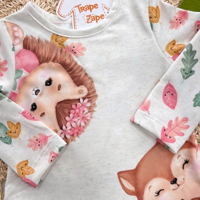 Vestido Manga Longa Leoa e Raposinha - Areia